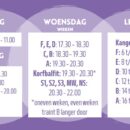 Trainingstijden en oefenwedstrijden zaal